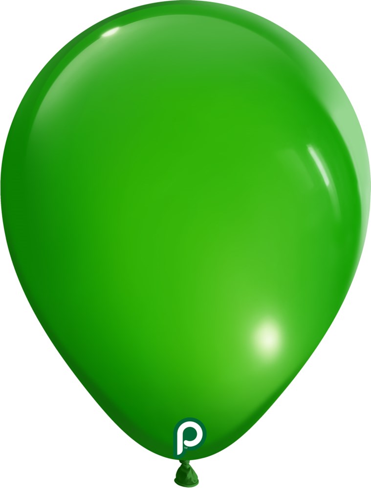 Bright lime green latex balloon with a smooth, glossy surface and a classic round shape.