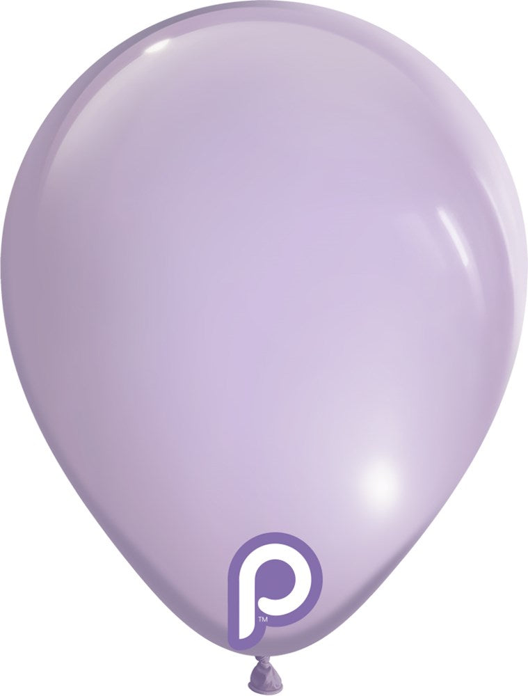 Glossy lilac 5-inch latex balloon with a smooth, round shape and a small tied end.