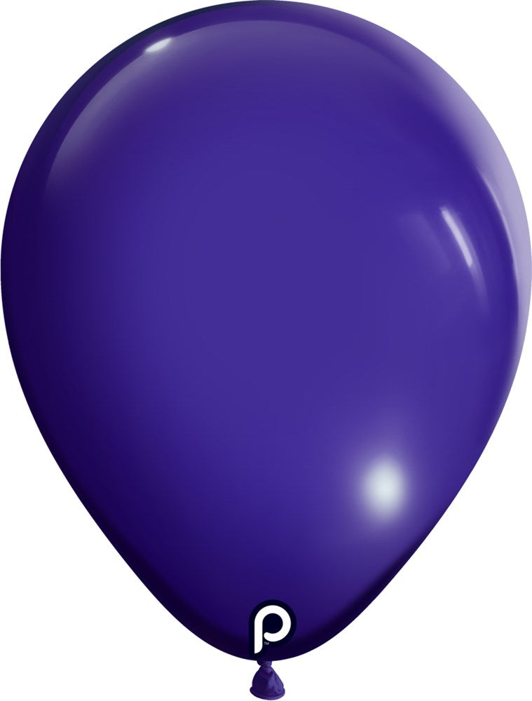 Glossy deep purple 11-inch latex balloon with a rounded teardrop shape and tied end.