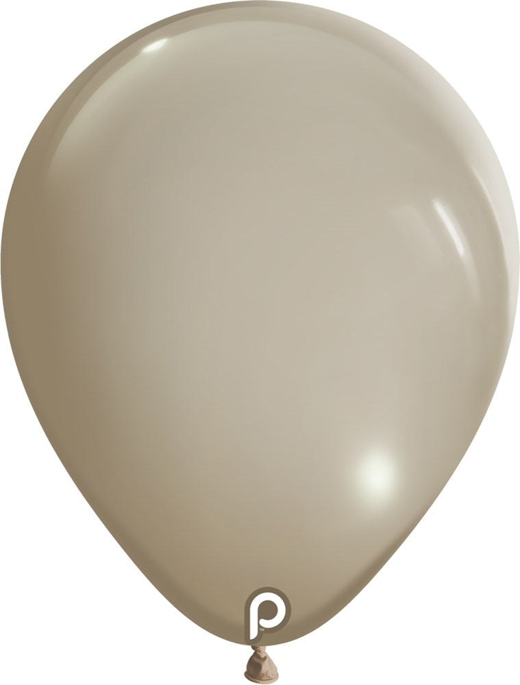 Matte sandy beige latex balloon, 11-inch round shape, smooth surface.