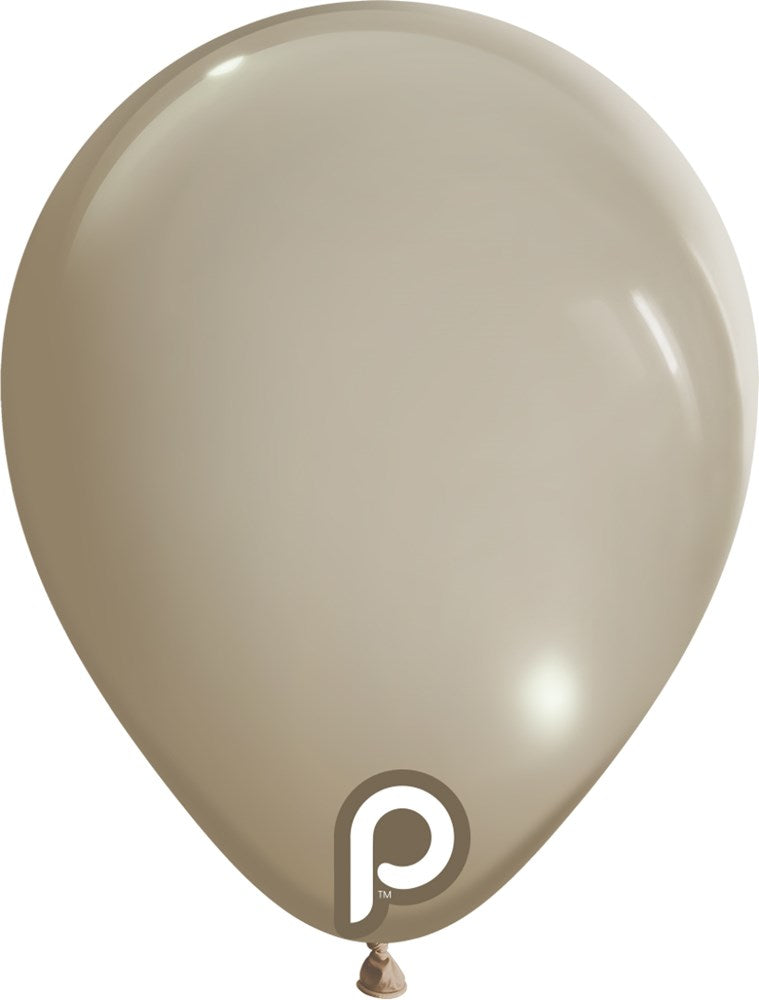 Sandy beige 5-inch latex balloon with a smooth, glossy finish and a rounded teardrop shape.