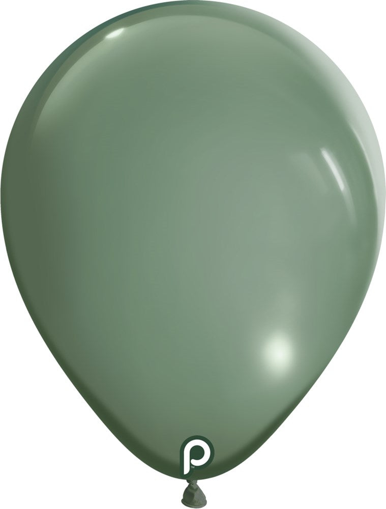 Sage green 11-inch latex balloon with glossy finish and rounded teardrop shape.