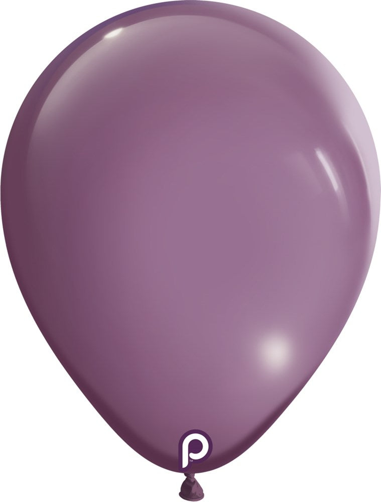 Glossy deep plum purple 11-inch latex balloon with a teardrop shape and tied neck.