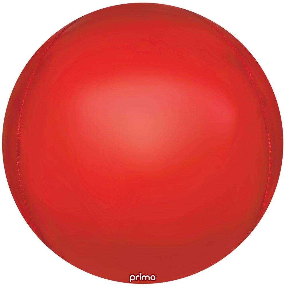 Large glossy red spherical balloon with smooth surface and subtle highlights.