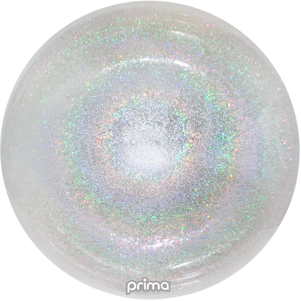 20-inch round balloon with silver glitter and iridescent shimmer.