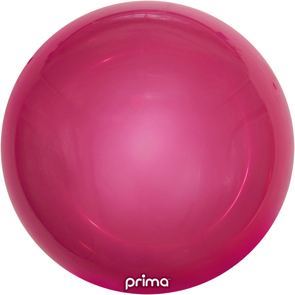 Fuchsia metallic 20-inch round sphere balloon with glossy reflective surface.