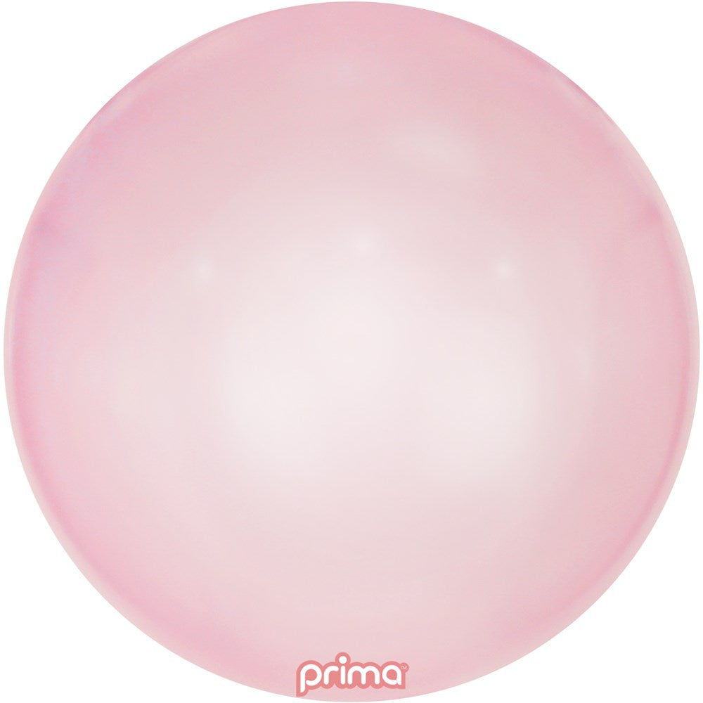 Shiny metallic pink round balloon with smooth surface and soft reflective finish.