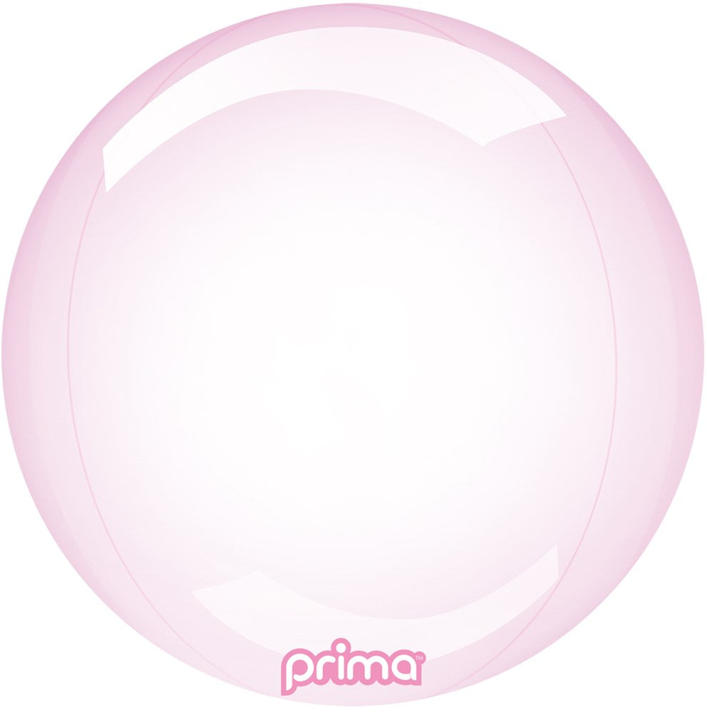 Glossy translucent pink 18-inch glass sphere balloon with smooth surface and soft highlights.
