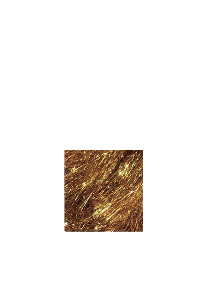 Shiny metallic gold shredded decorative paper with thin, crinkled strands.