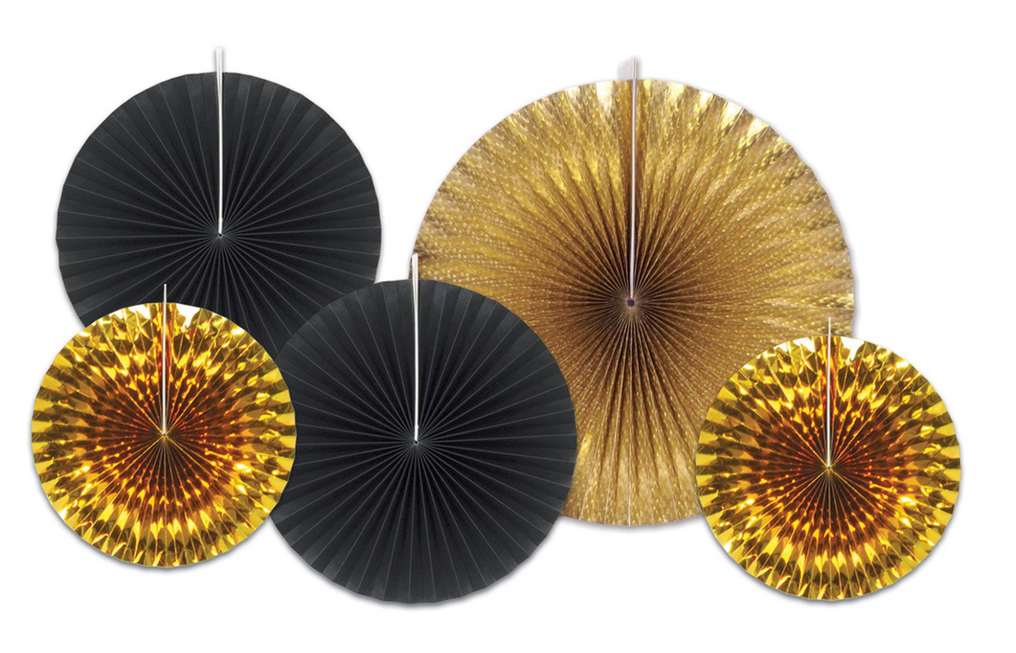 New Years Paper Foil Decorative Fans