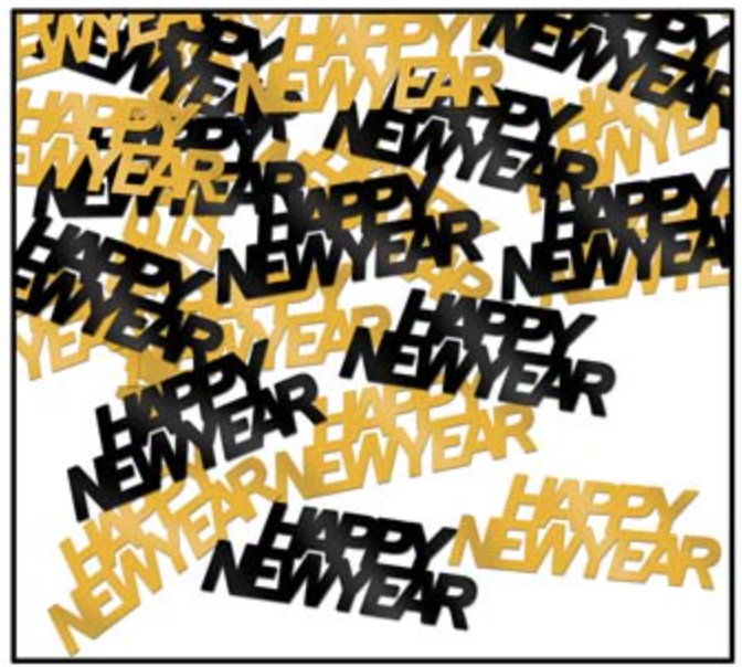 Happy New Year Fanci Fetti in Black and Gold