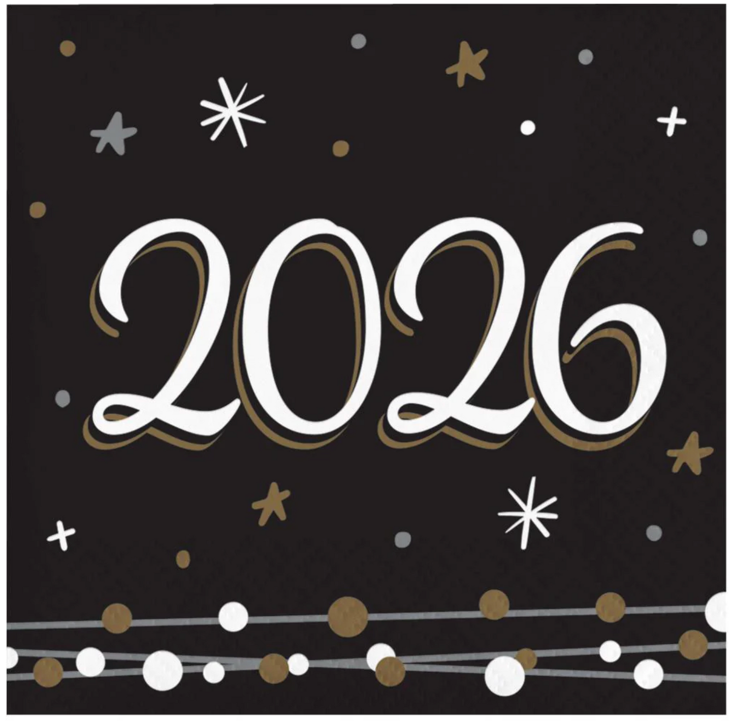 New Years Shimmer Beverage Napkin 16ct