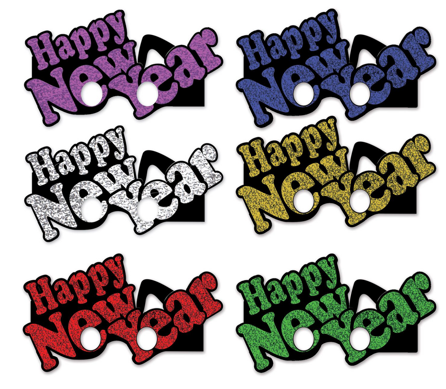 NYE Happy New Year Glasses in Multi-color