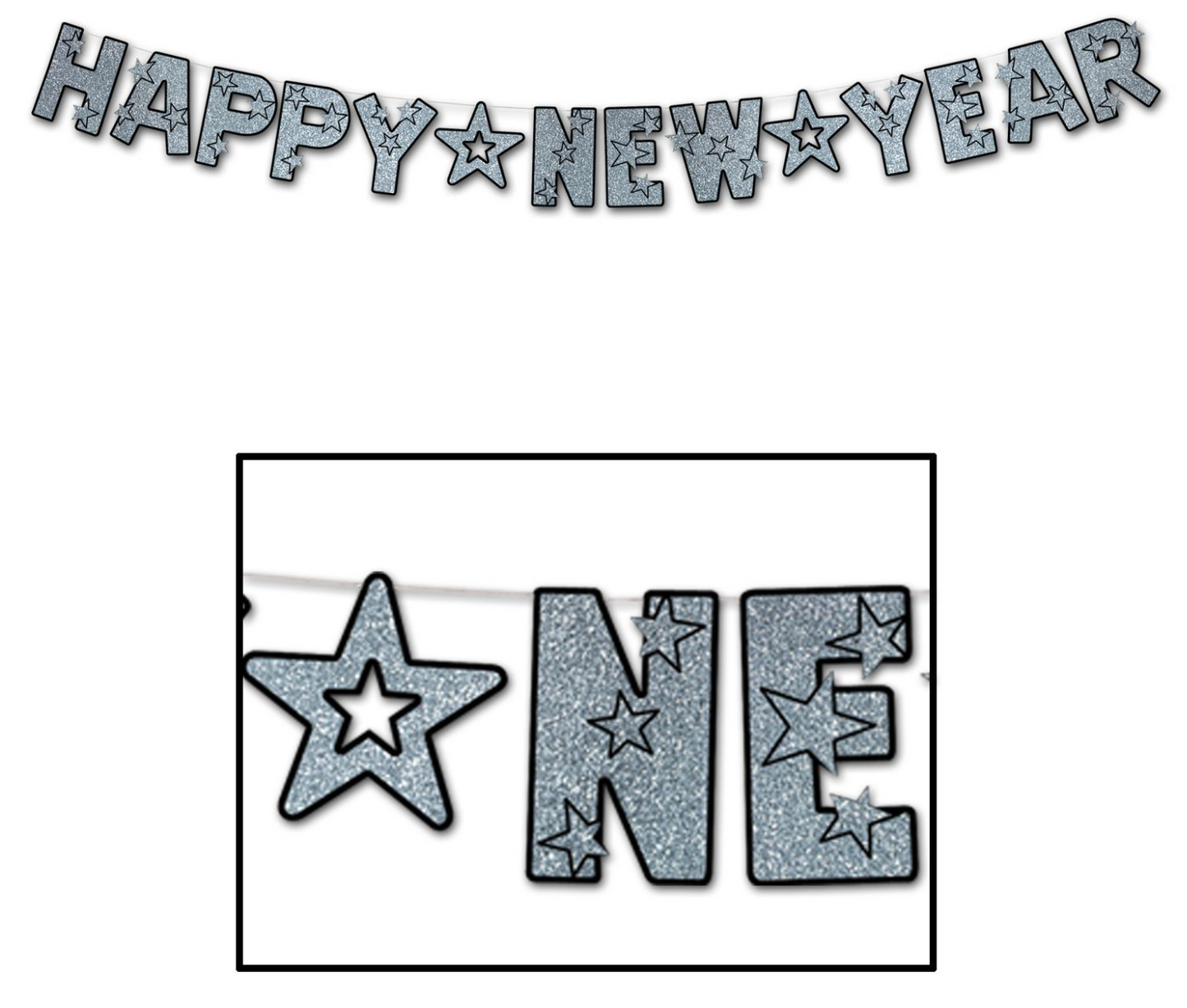 Glittered Happy New Year Streamer