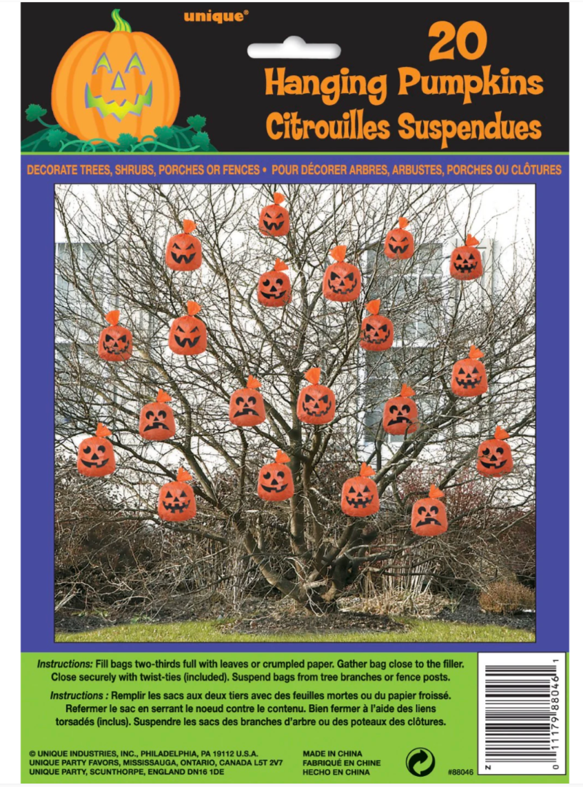 Pumpkin Hanging Leaf Bags, 20ct