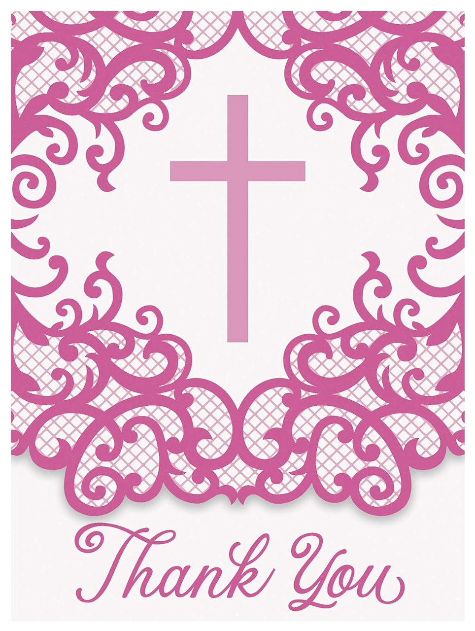 8 Fancy Pink Cross Thank You