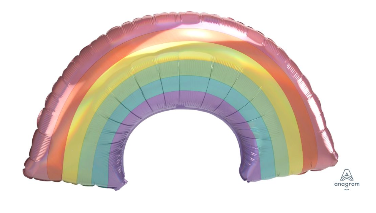 Anagram 34 inch Pastel Rainbow Foil Balloon 1ct