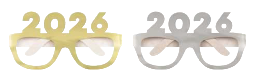 Happy New Year 2026 Gold and Silver Novel Glasses 4ct