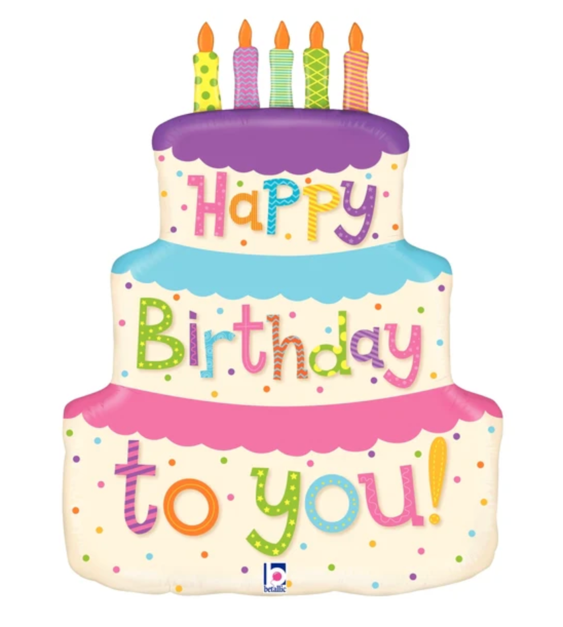 Betallic Girly Birthday Cake 23 inch Shaped Foil Balloon Packaged 1ct