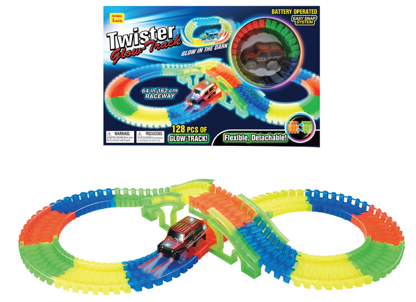 Battery Op. Glow Track Racing Set