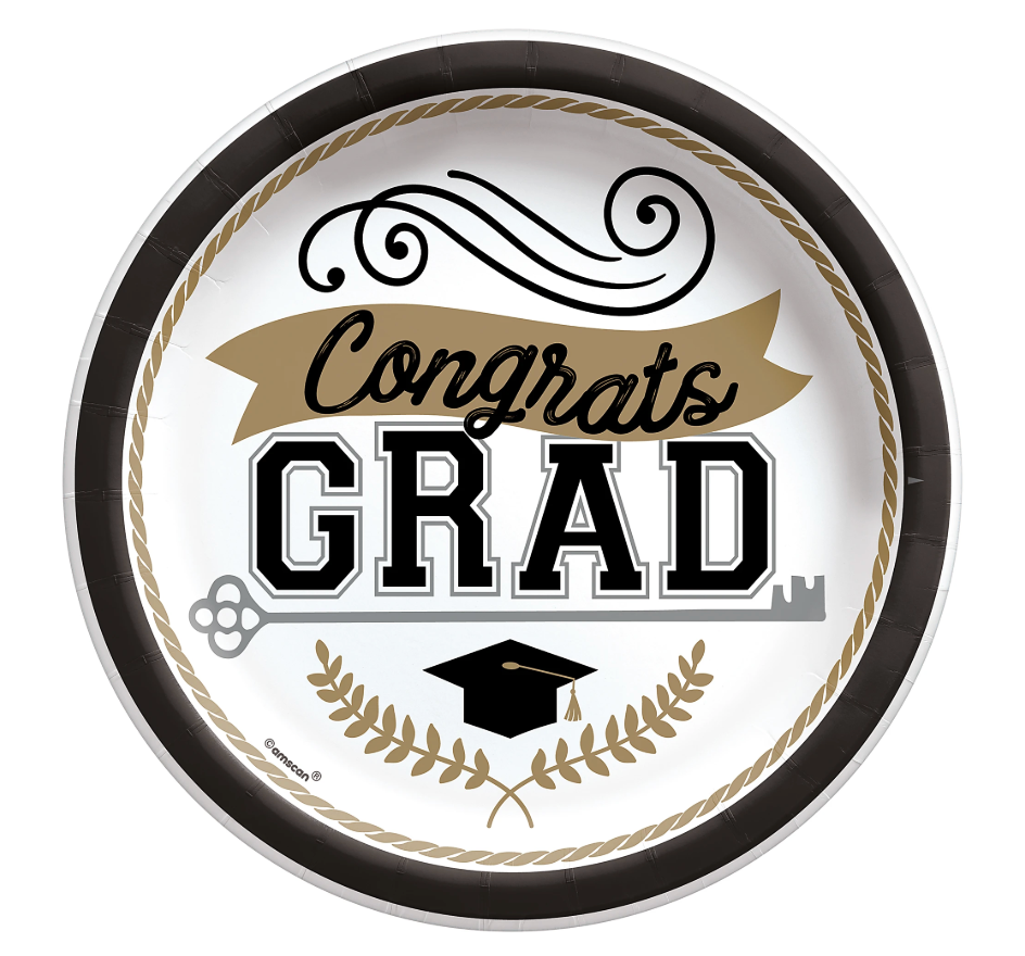 Graduation Achievement Is Key Round Plates 8.5 inch 50ct