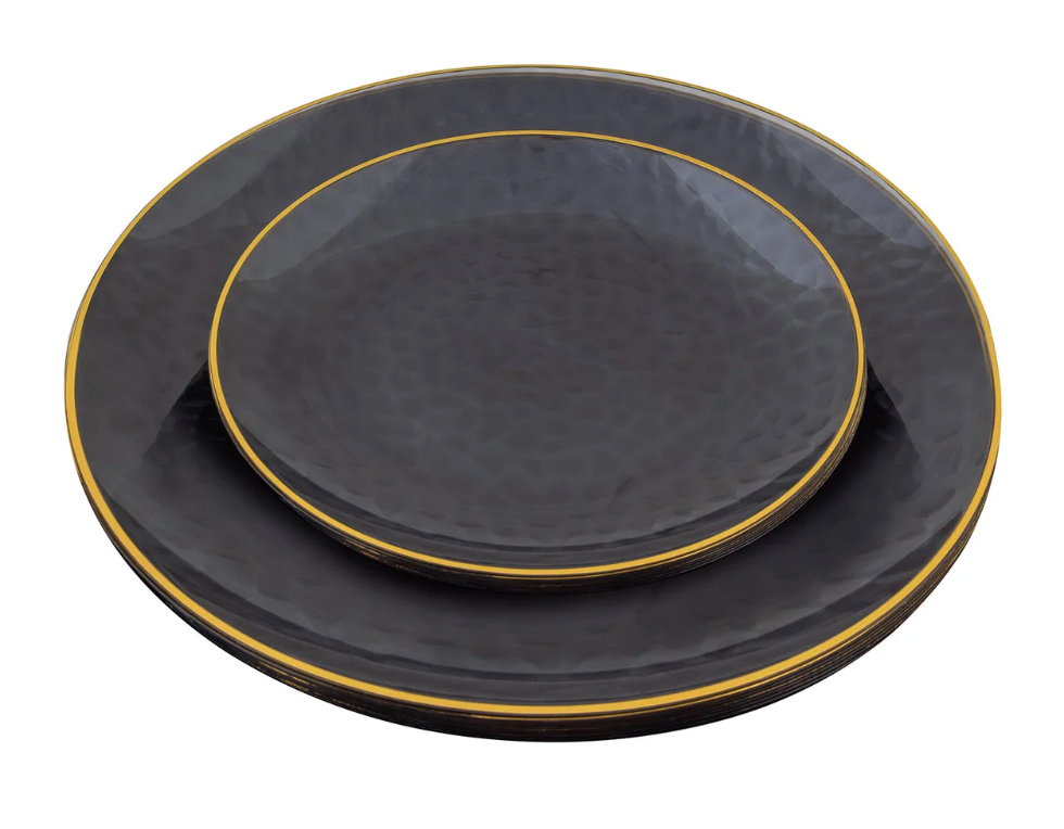 Juego de platos negros con oro de 50 ct