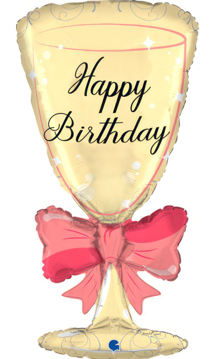 Grabo Happy Birthday Glass with Ribbon 29 inch Foil Balloon 1ct