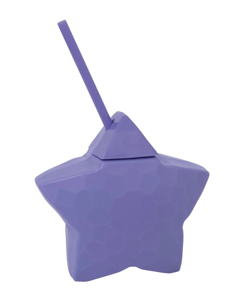 Purple Str Shape Cup W/Strw