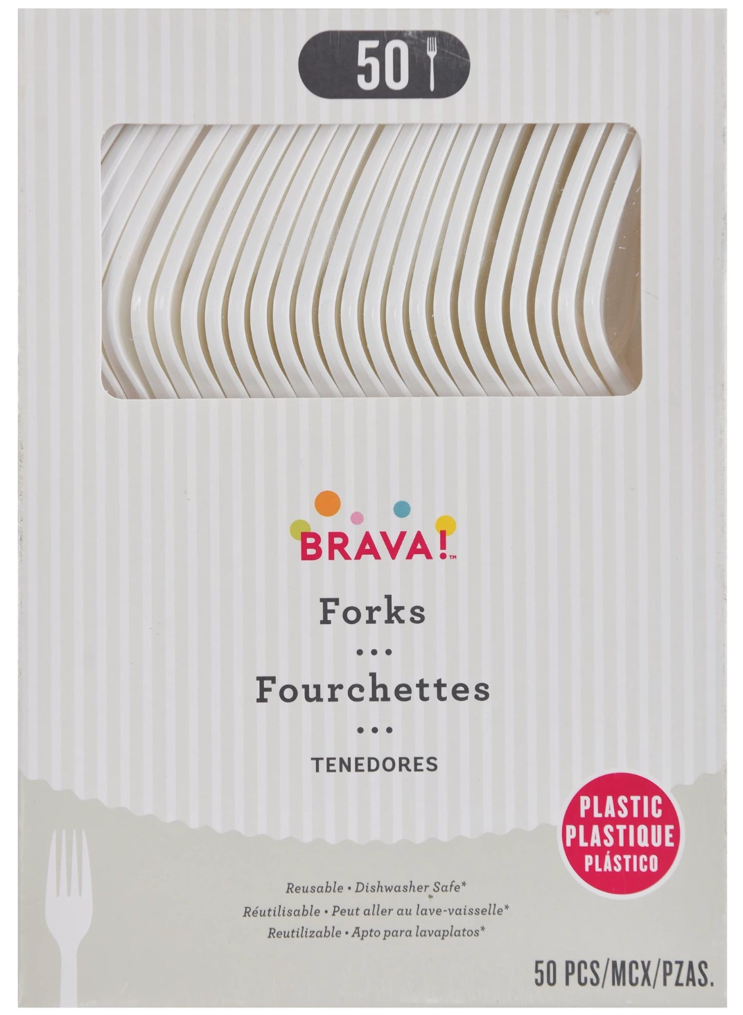 Frosty White Plastic Fork 50ct - Toy World Inc