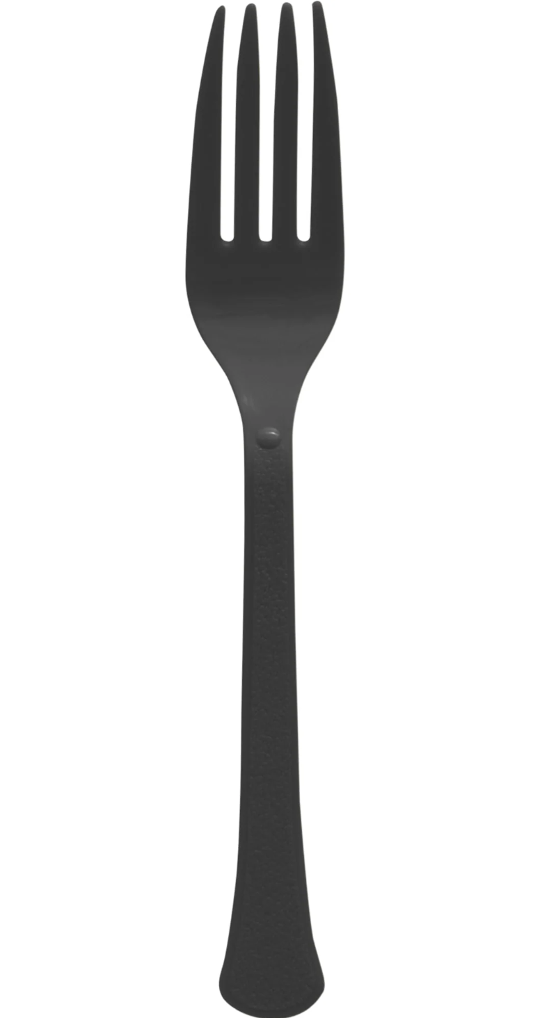 Jet Black Plastic Fork 50ct