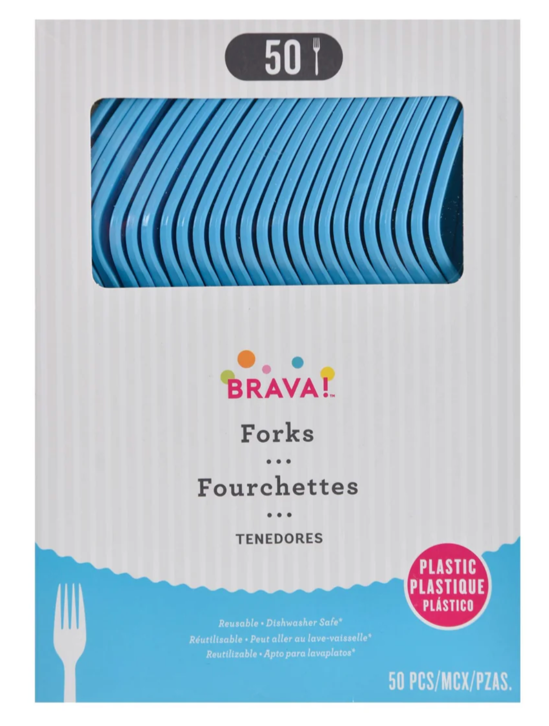 Caribbean Blue Plastic Fork 50ct