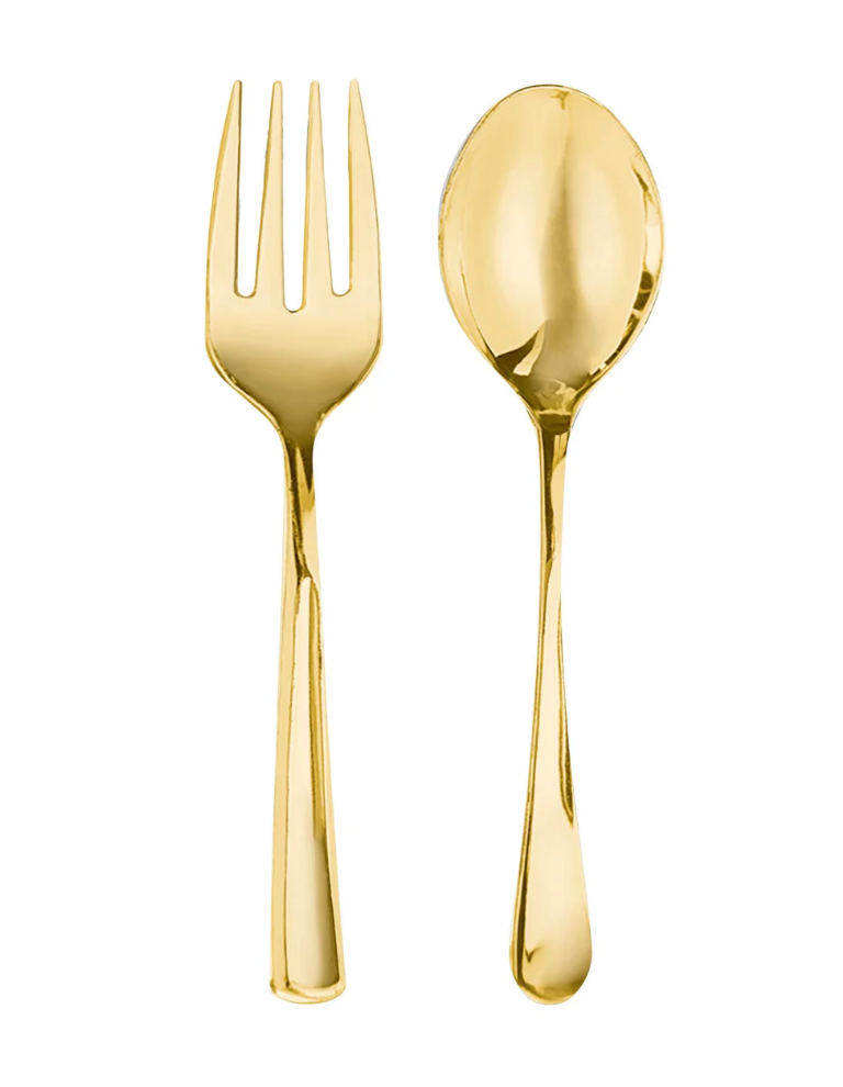 Gold Serving Spoon and Fork 4ct