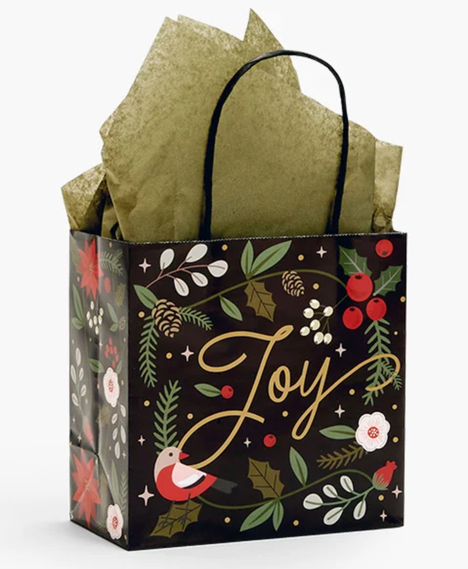 Christmas Holiday Botanicals Medium Paper Gift Bag 1ct