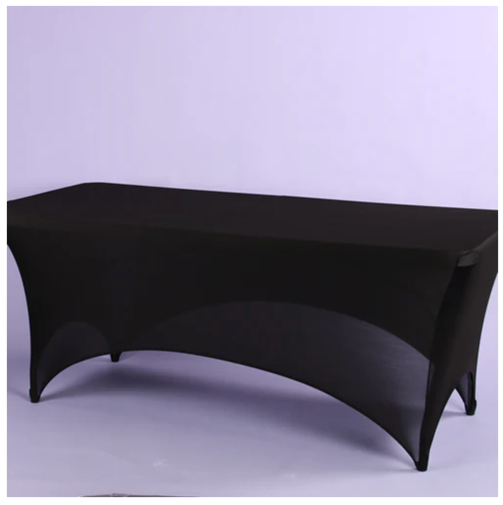 Mantel rectangular de 8 pies de spandex, color negro