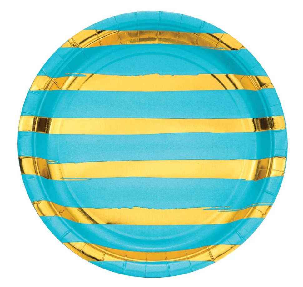 Bermuda Blue Foil Plate (L) 8ct