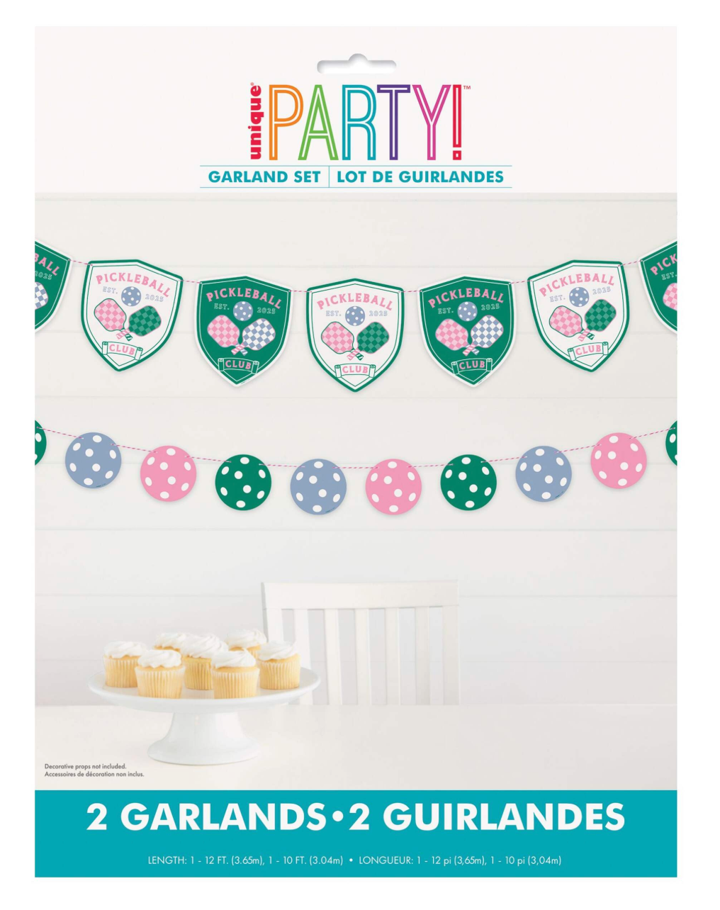 Playful Summer Pickelball Crest & Ball Die Cut Banner 2pc