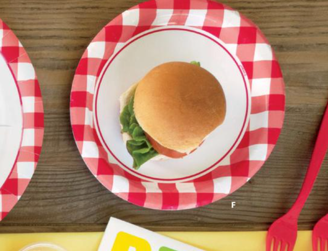 Red Gingham 7 inch Paper Plates 8ct