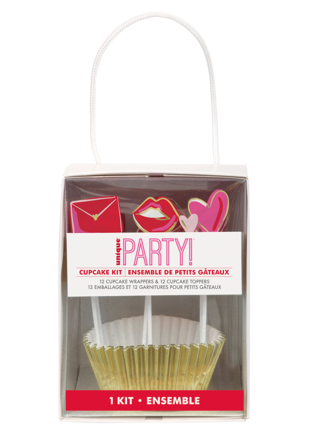 Red and Pink Valentine Cupcake Kit with Gold Foil 24ct - Toy World Inc