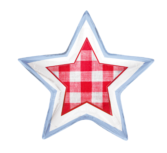 Tuftex USA Gingham Star 24 inch Star Foil Balloon 1ct