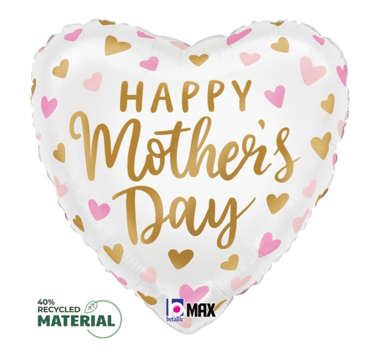 Betallic Satin Mothers Day Hearts 18 inch Round Foil Balloon 1ct