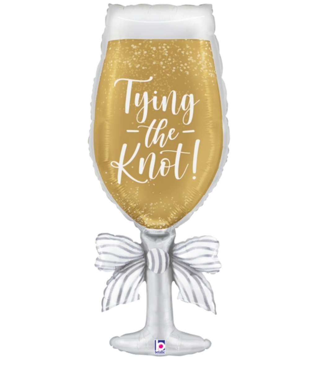 Betallic Satin Tying the Knot Champagne 34 inch Shaped Foil Balloon 1ct