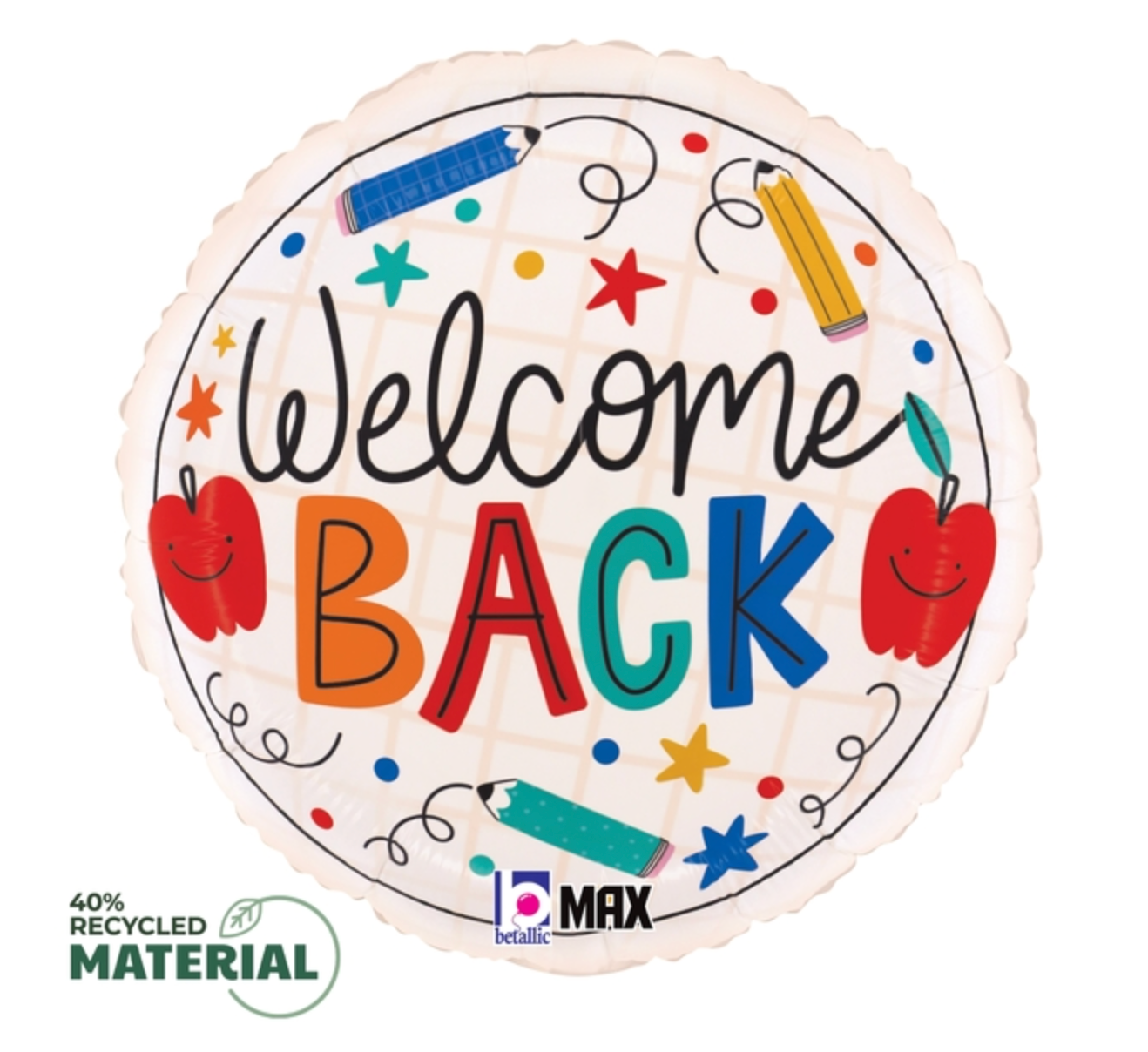 Betallic Welcome Back Doodles 18 inch Round Foil Balloon 1ct