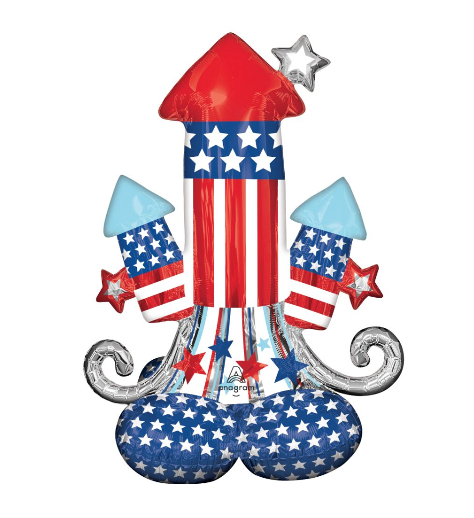Anagram 38 inch Patriotic July 4th Rockets Bursting Foil Balloon 1ct