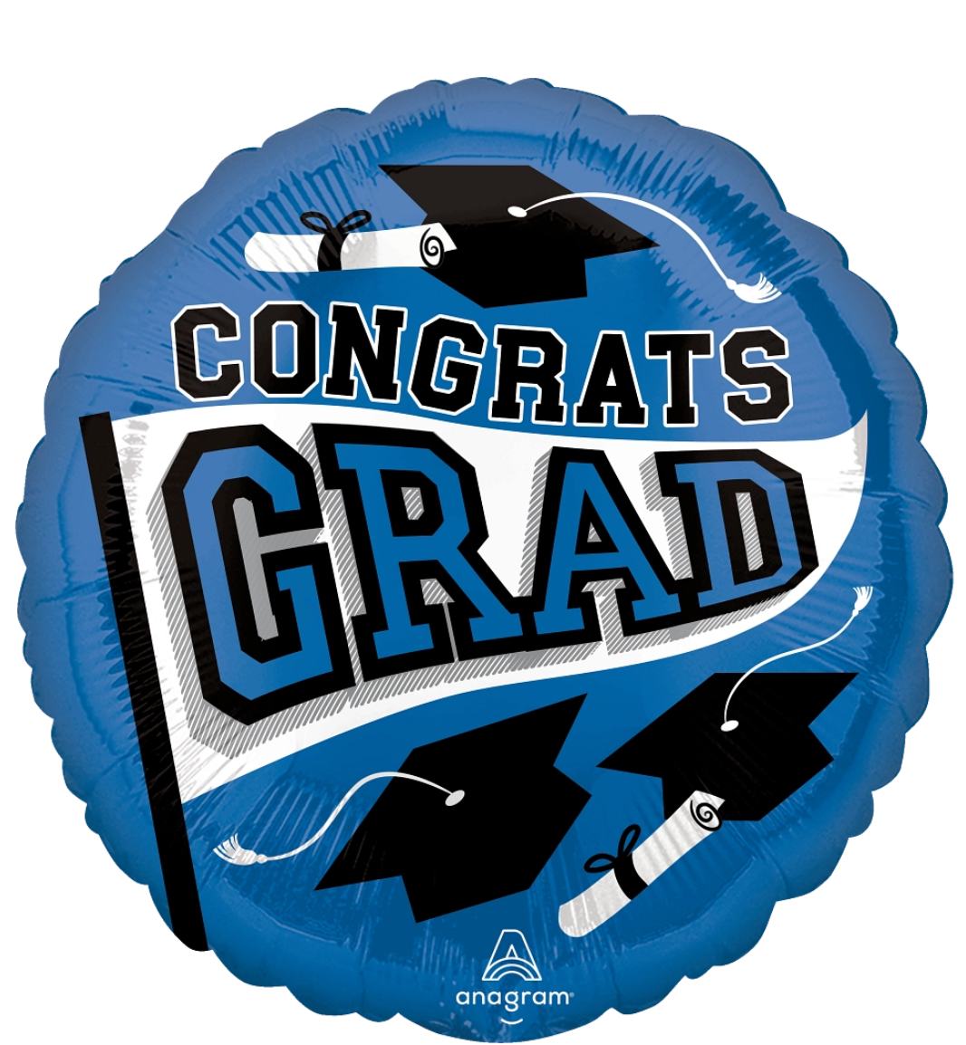 Anagram 17 inch Graduation Blue Foil Balloon 1ct
