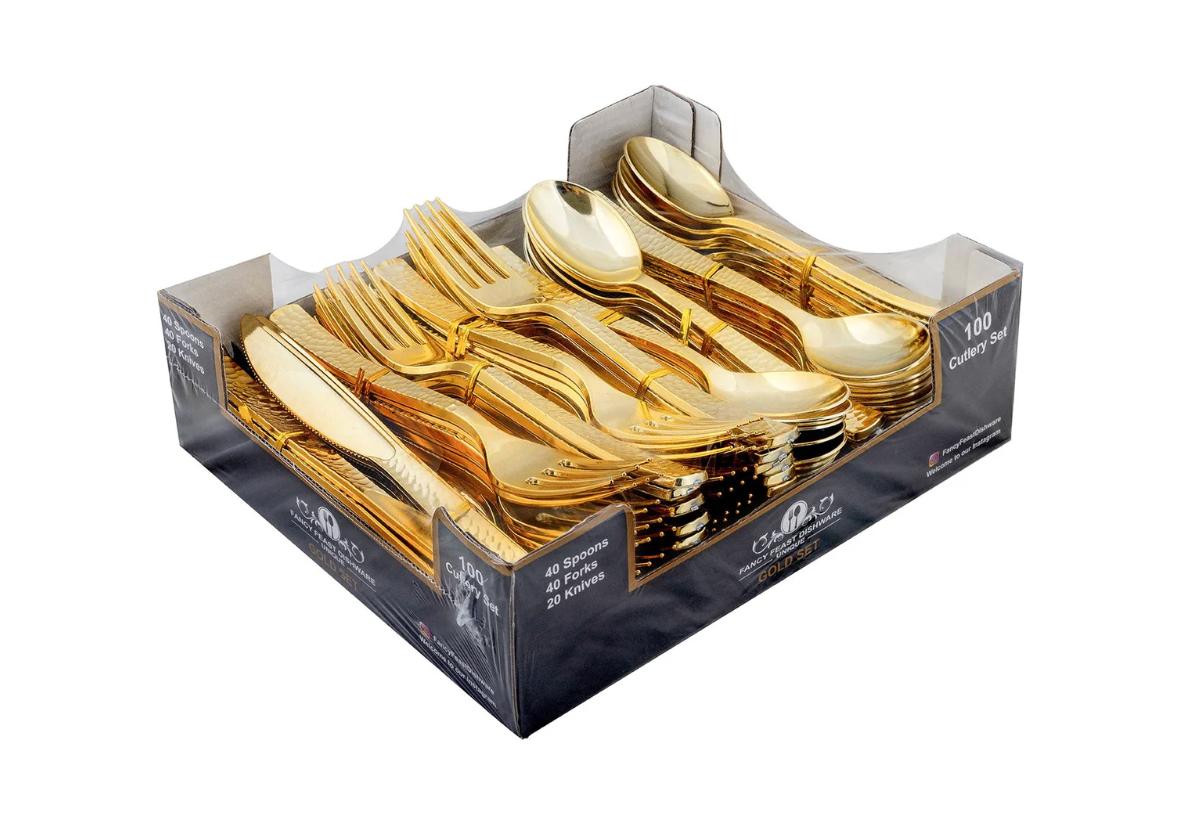 Metallic Cutlery 100ct Gold