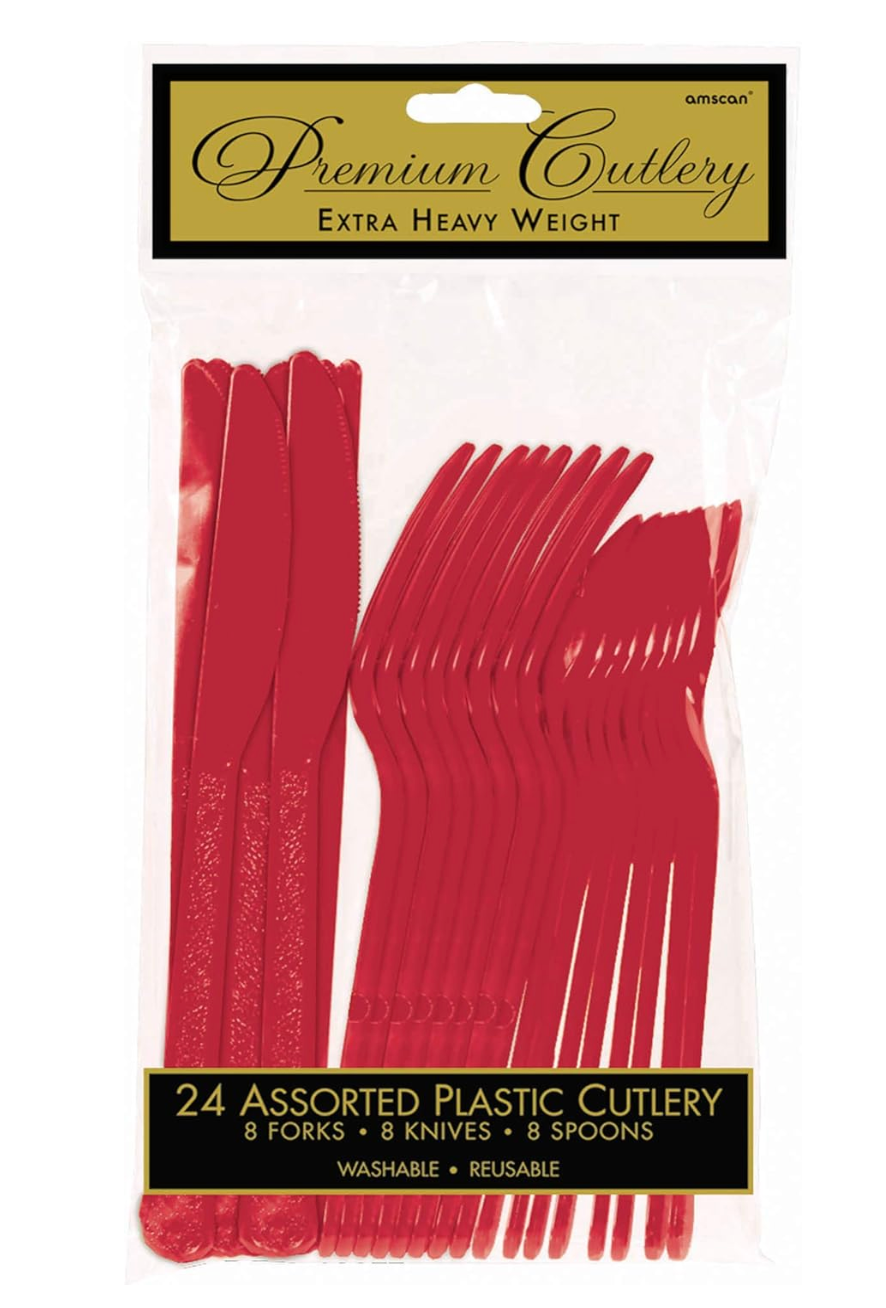 Heavy Weight Assorted Cutlery Red 24ct