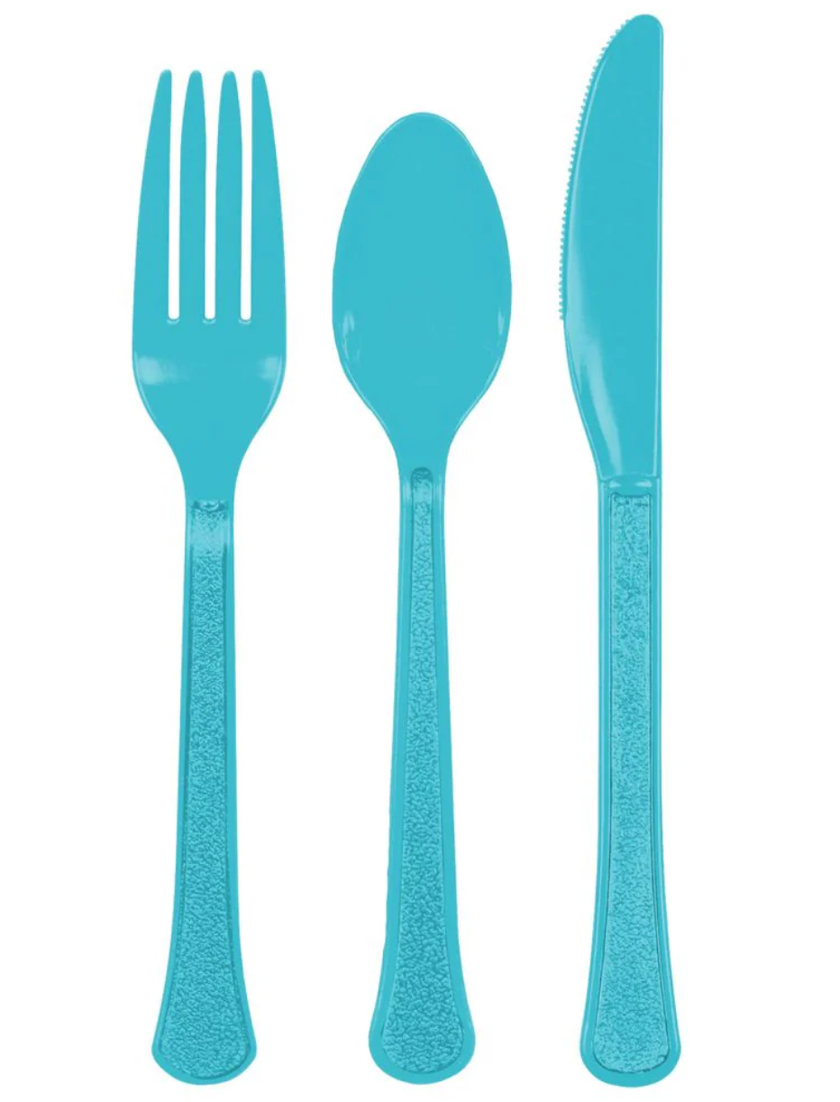 Heavy Weight Assorted Cutlery Caribbean Blue 24ct