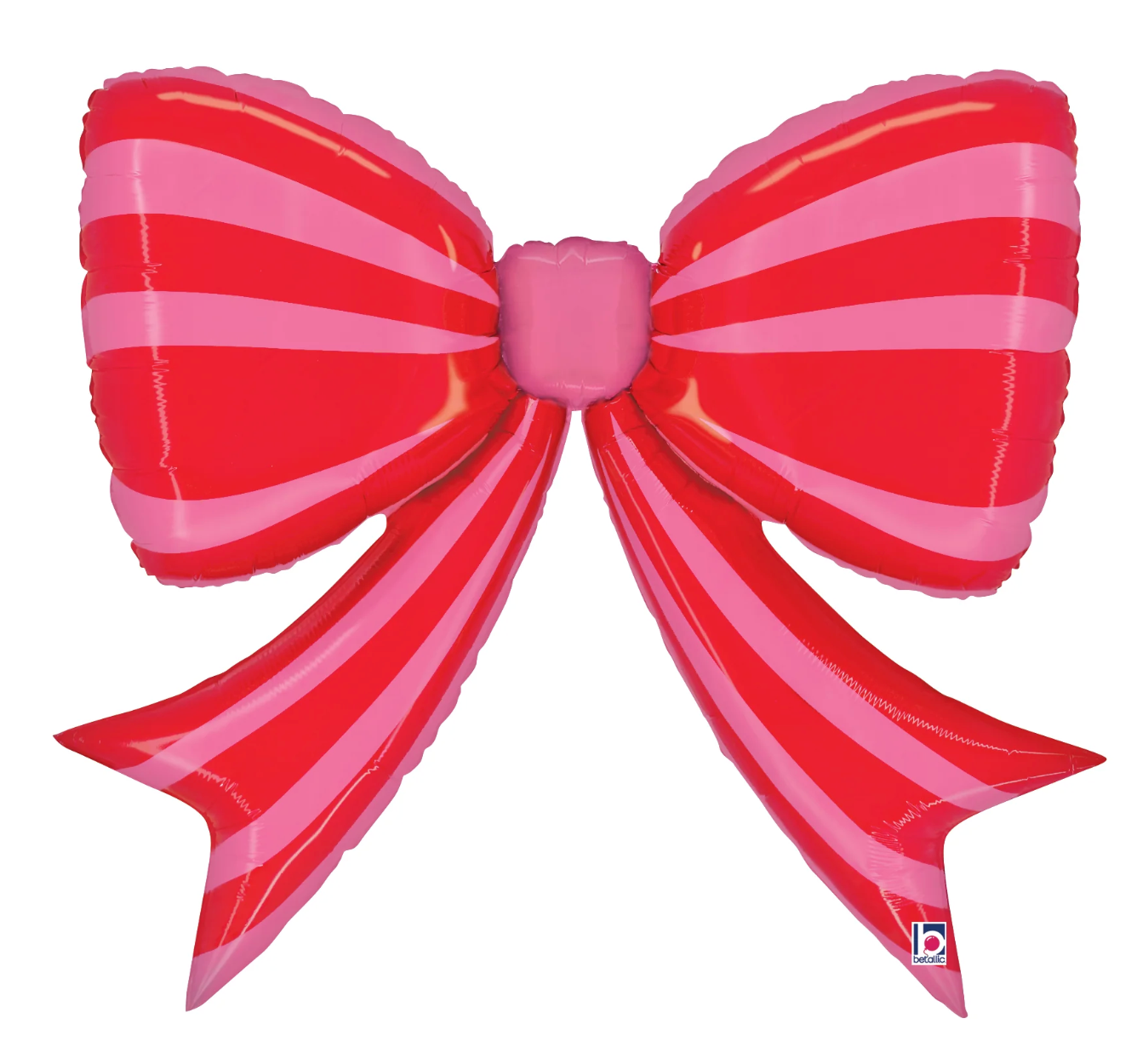 Betallic Striped Red Bow 41 inch Foil Shape Packaged 1ct
