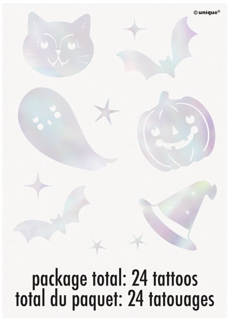Adorable Halloween Iridescent Foil Tattoos 24ct