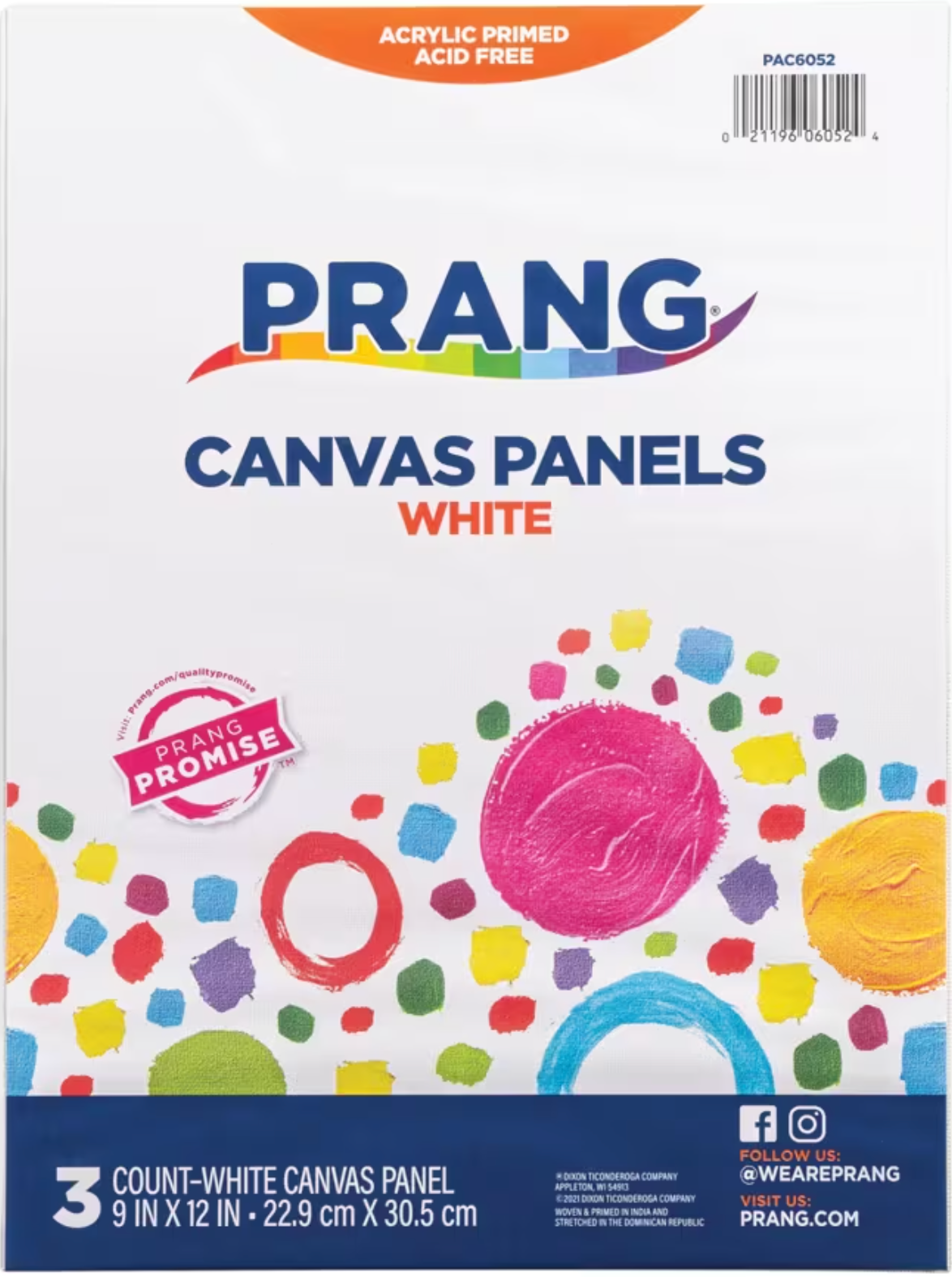 Prang White Canvas Panels 9x12 inch 3ct